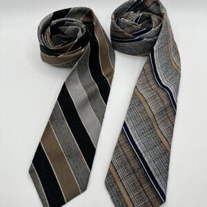 Vintage 70s Men’s Striped Neckties Brittania & Picasso Lot Of 2 Polyester Formal
